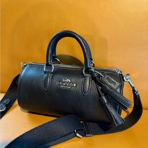 Coach Black Leather Barrel Bag